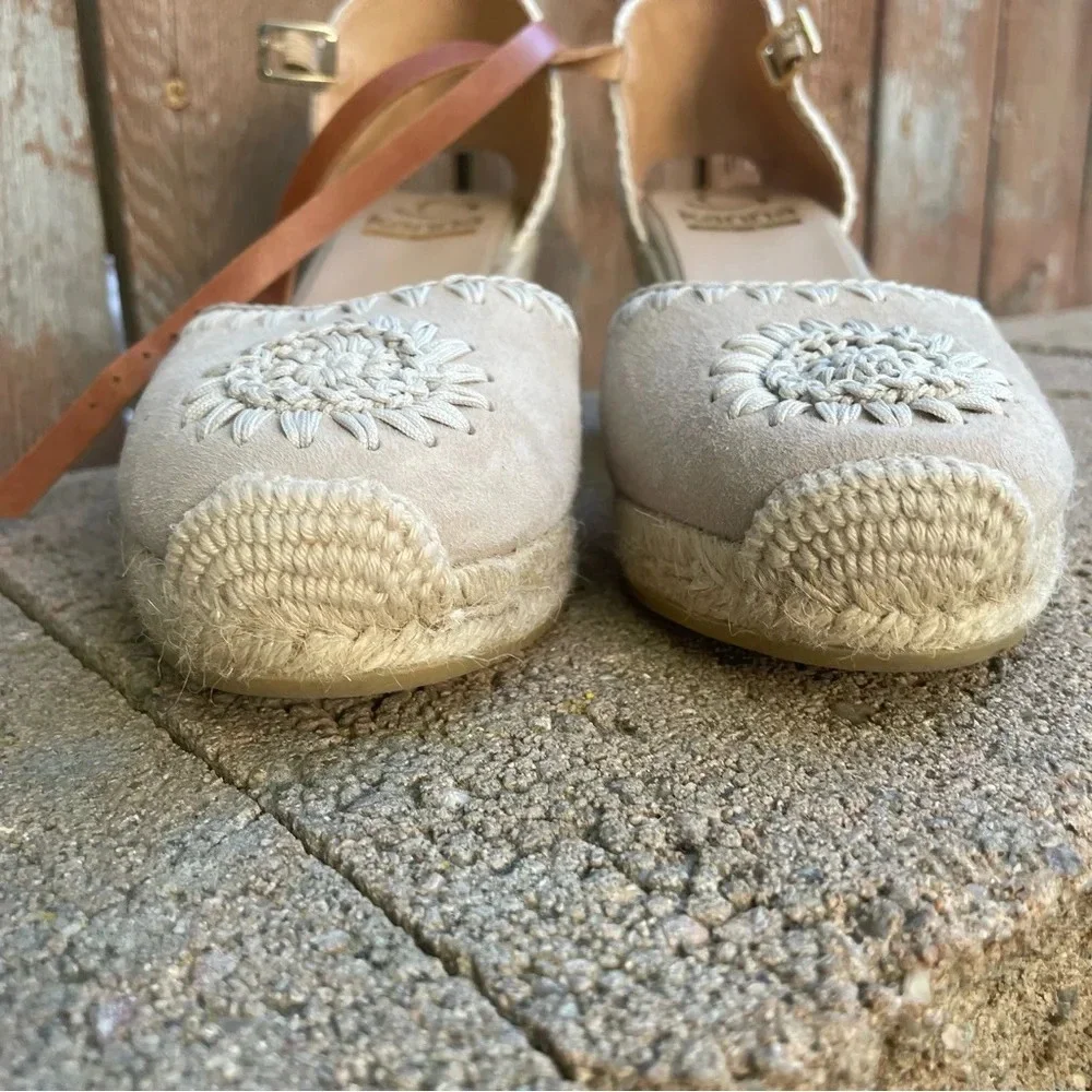 KANNA Women’s Cream Tan Espadrille Platform Wedge Heel Strap Shoe 39